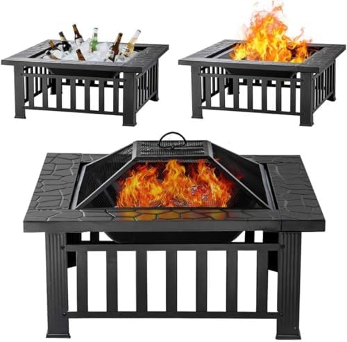 Fire Pit Table 32 Inch Square  - Outdoor Camping Fireplace recension och pris