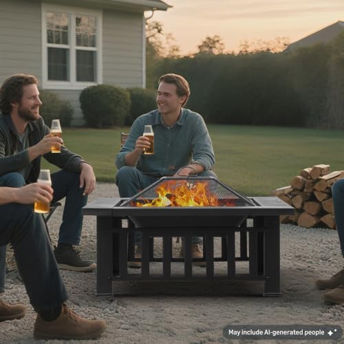 Fire Pit Table 32 Inch Square  - Outdoor Camping Fireplace recension och pris