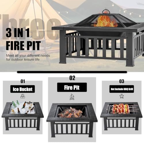 Fire Pit Table 32 Inch Square  - Outdoor Camping Fireplace recension och pris